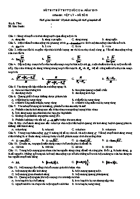 Đề thi thử THPT Quốc gia môn Vật lí năm 2019 - Đề số 8 (Có đáp án)